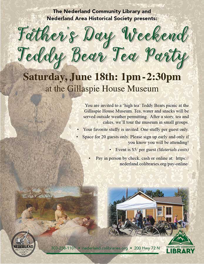 Father's Day Teddy Bears' Picnic / Tea Party - Saturday, June 18, 1-2:30 pm - Gillaspie House Museum