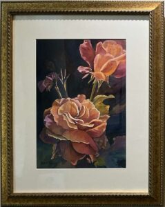 Painting by Annie Thayer of pink roses.