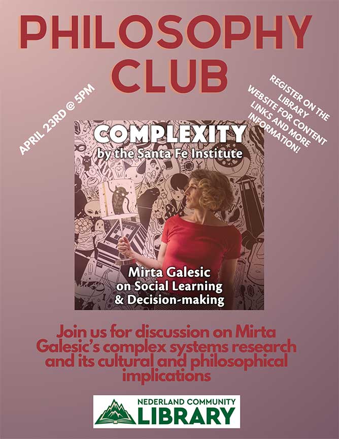 Philosophy Club flyer for April 23, 2024