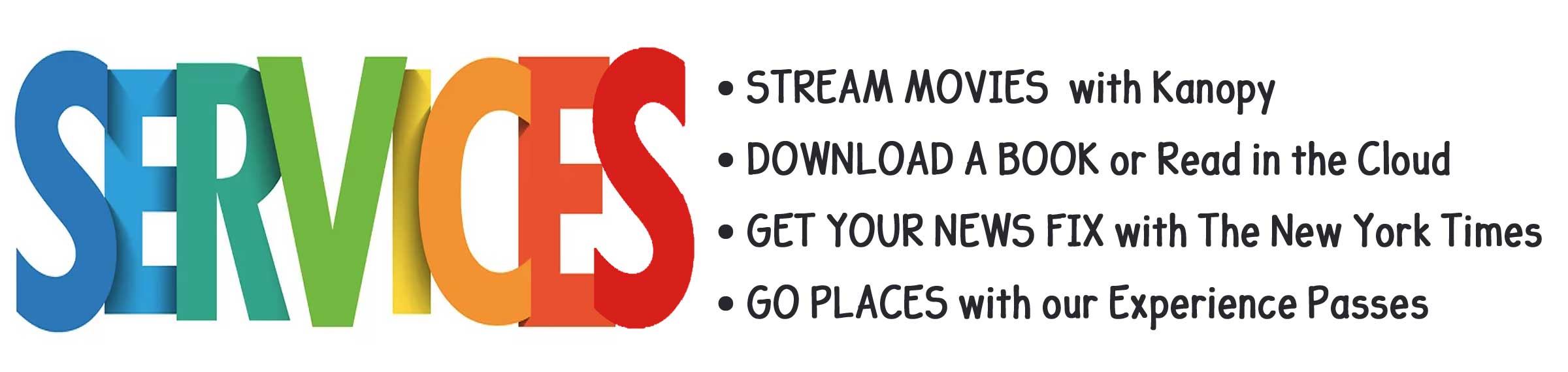image listing some of library services