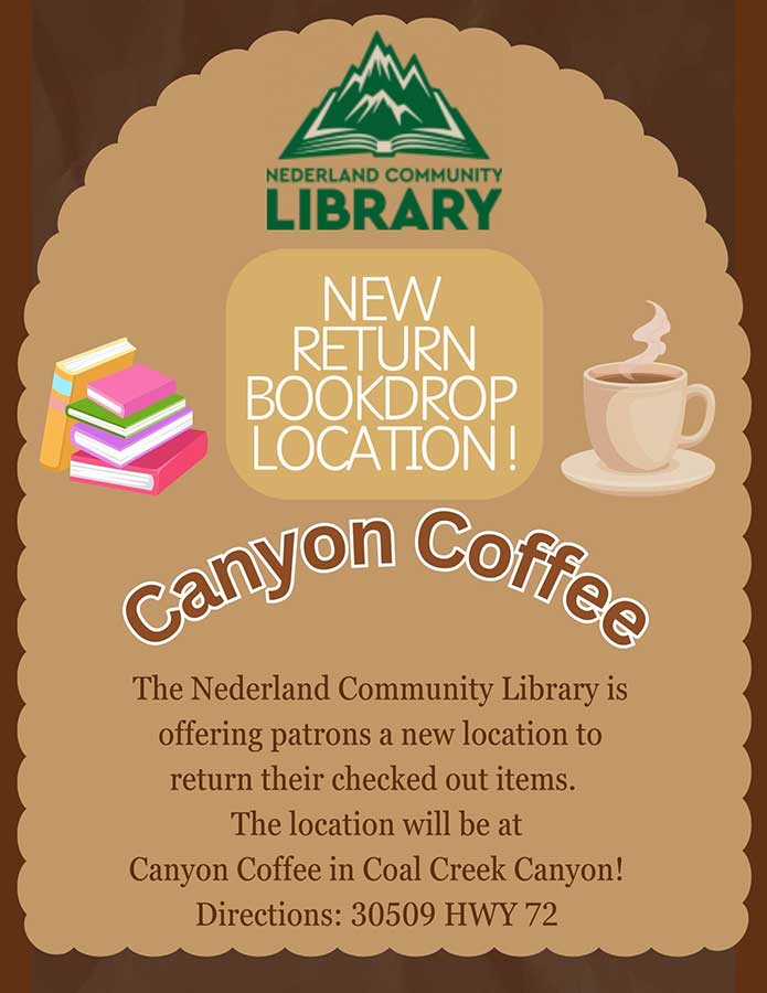 flyer for new book drop in Coal Creek Canyon