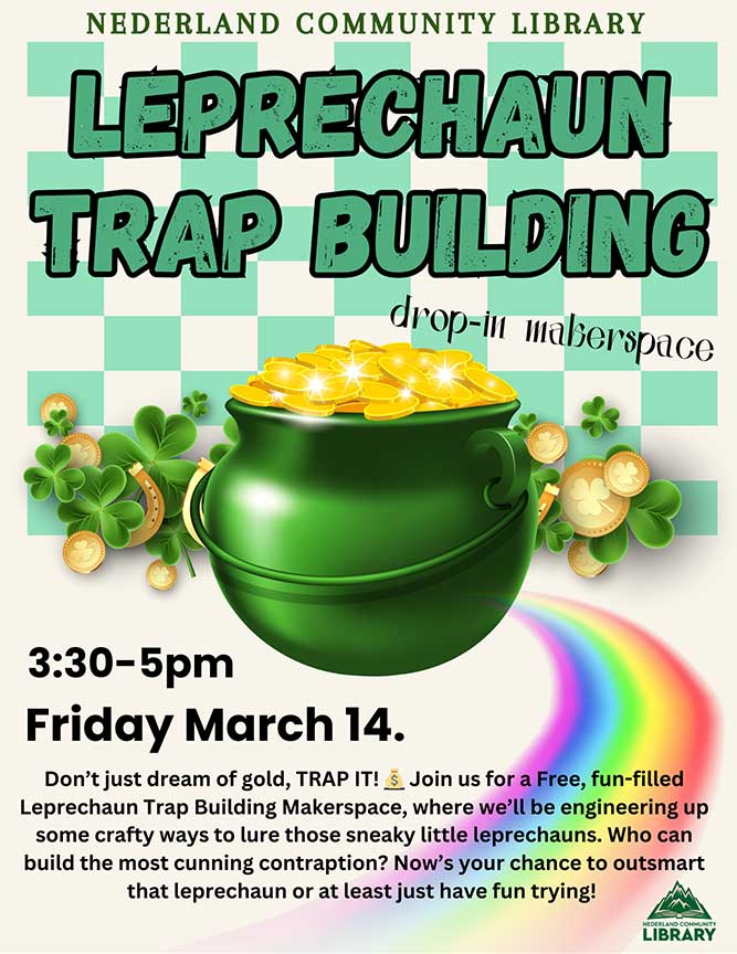 flyer for Leprechaun Trap Building on Friday, March 14