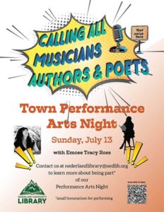 flyer for town performance night July 13