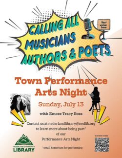 flyer for town performance night July 13