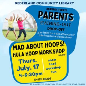flayer for Parents Night Out and Hula Hoop Workshop