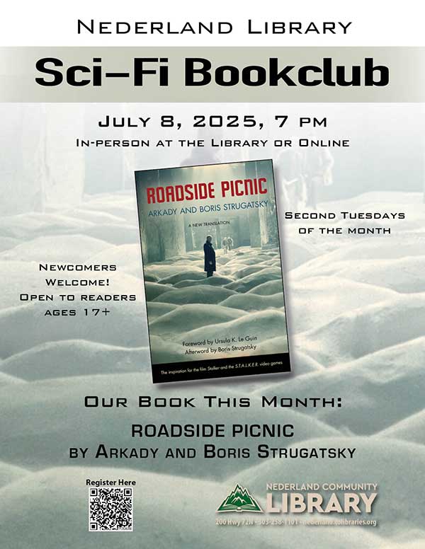 flyer for Sci-Fi Bookclub in July