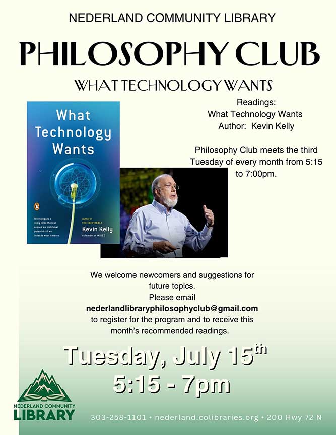 flyer for Philosophy Club meeting July 15