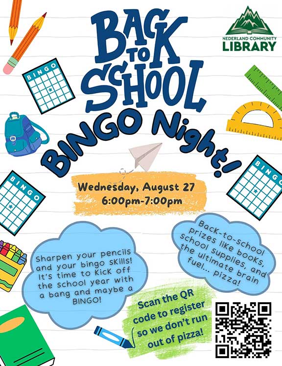 flyer for Back to School Bingo