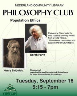 flyer for Philosophy Club August 2025 meeting