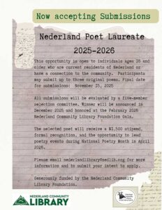 flyer for Nederland Poet Laureate