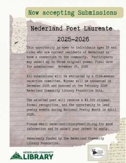 flyer for Nederland Poet Laureate