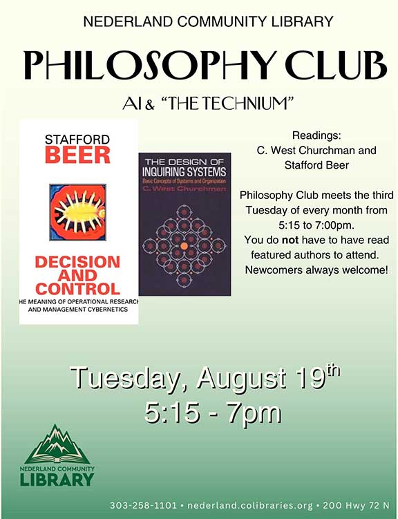 flyer for philosophy club august meeting