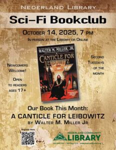 flyer for October meeting of Sci-Fi Bookclub