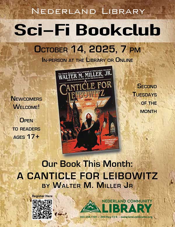 flyer for October meeting of Sci-Fi Bookclub