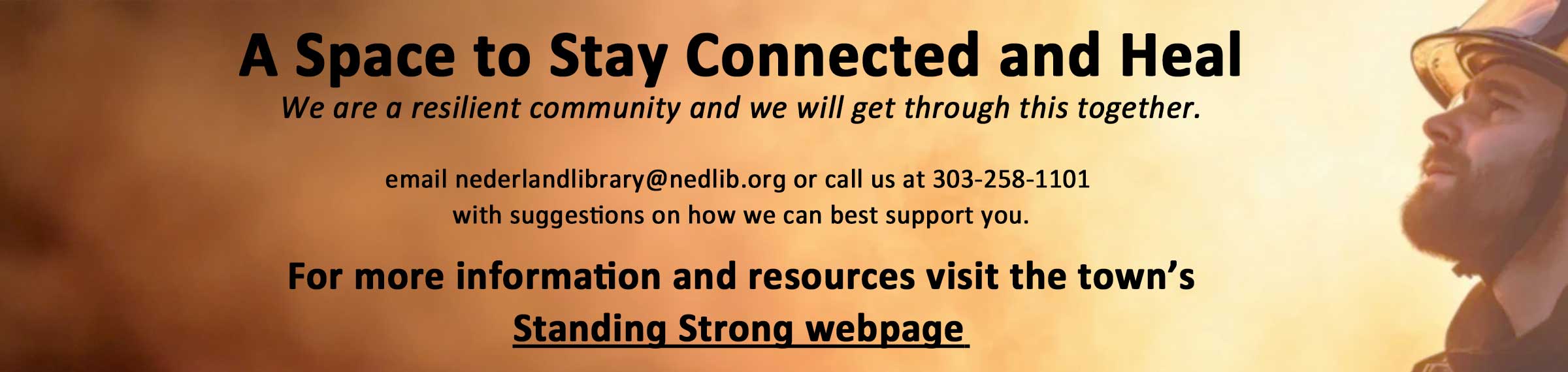 Image says A Space to Stay connected and heal with link to town page with resources