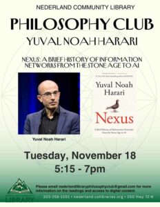 flyer for Philosophy Club November meeting
