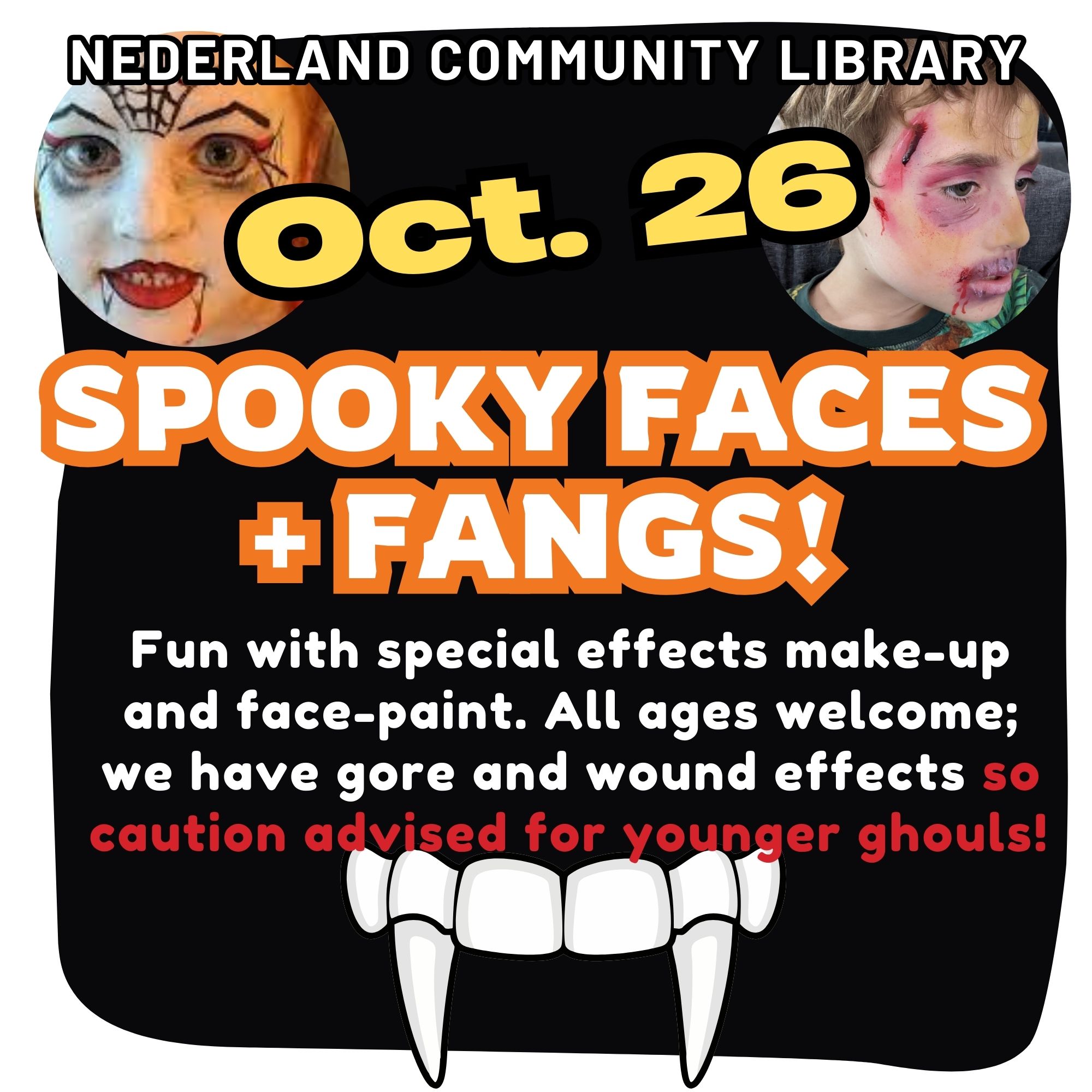 flyer for Spooky Faces event