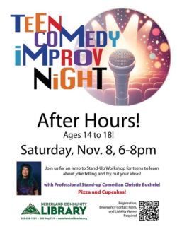 flyer for Teen Comedy Improv night