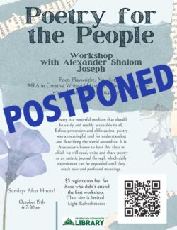 flyer for Poetry for the People Postponed