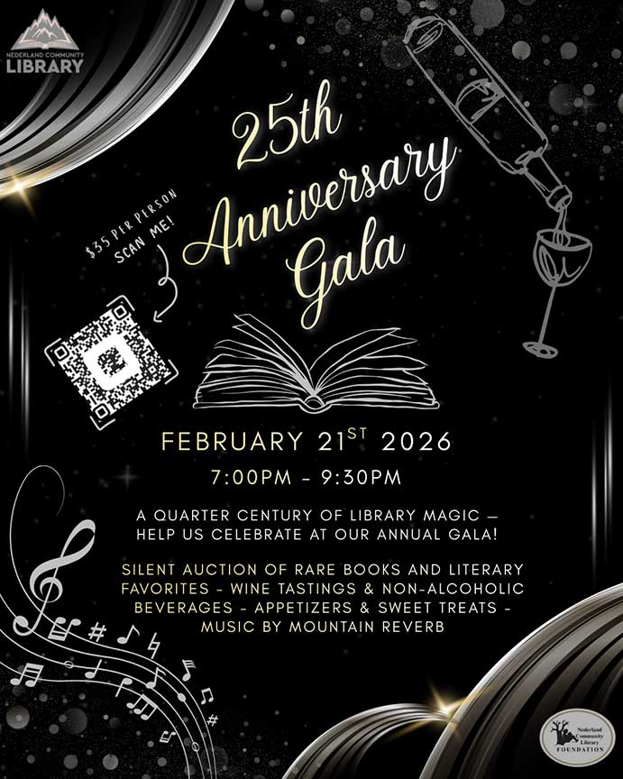 flyer for Library Foundation gala on Feb. 21