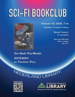 flyer for February 10 Sci-Fi Bookclub