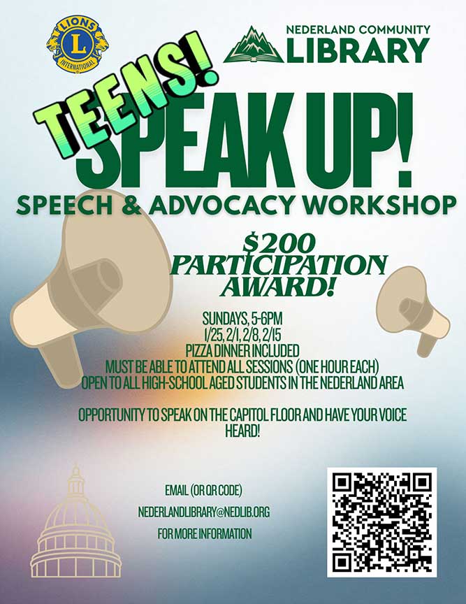 flyer for Teens Speak Up workshop
