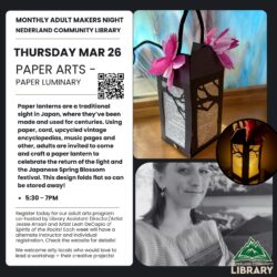 flyer for Paper Arts program on March 26
