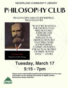 flyer for Philosophy Club March meeting